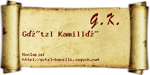 Götzl Kamilló névjegykártya